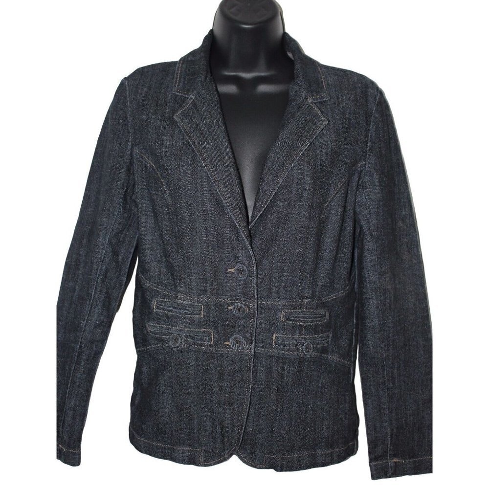 Boom Boom Dark Denim Jean‎ Jacket Tapered Fit Womens Small